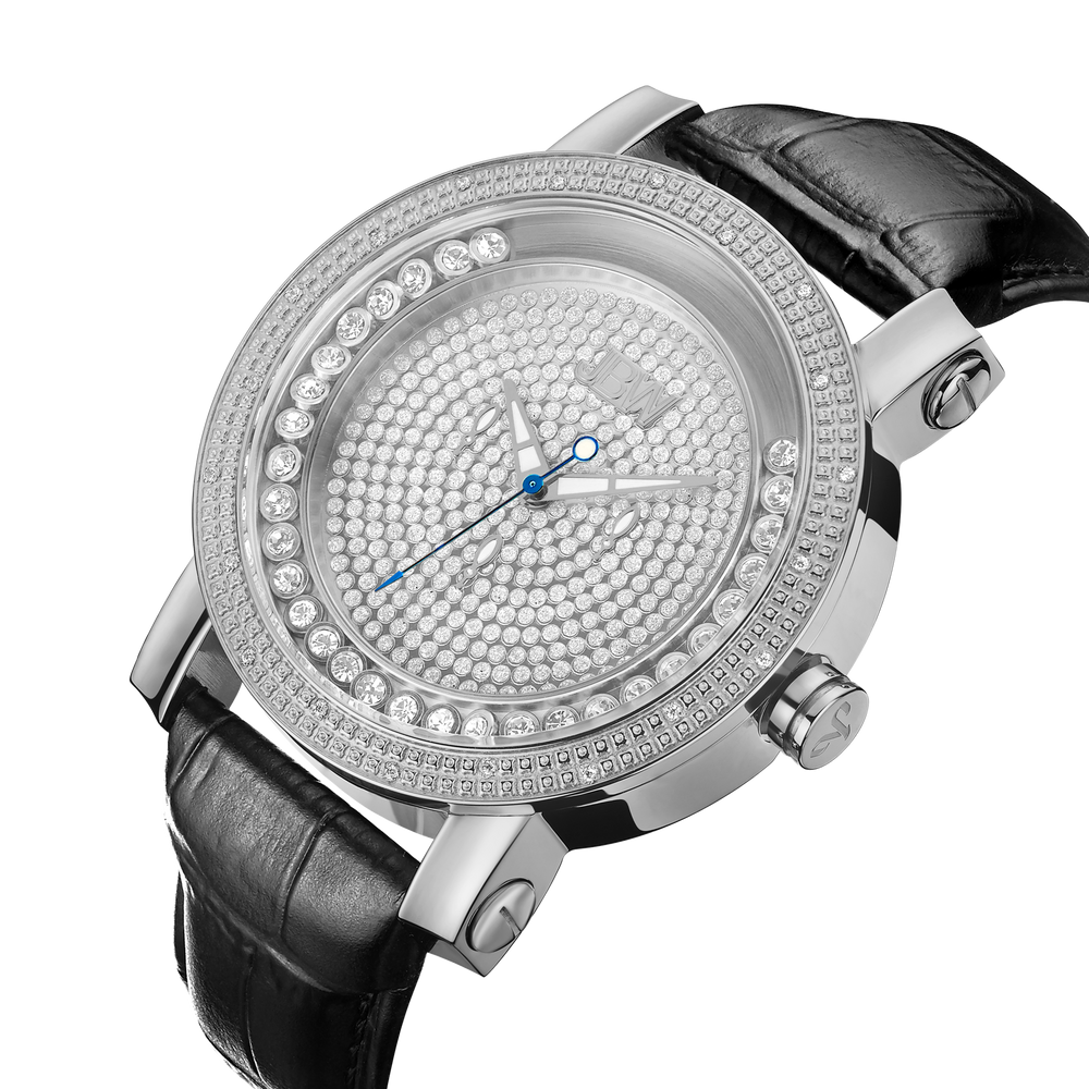 Jbw hendrix jb 6211l g stainless steel black leather diamond watch angle