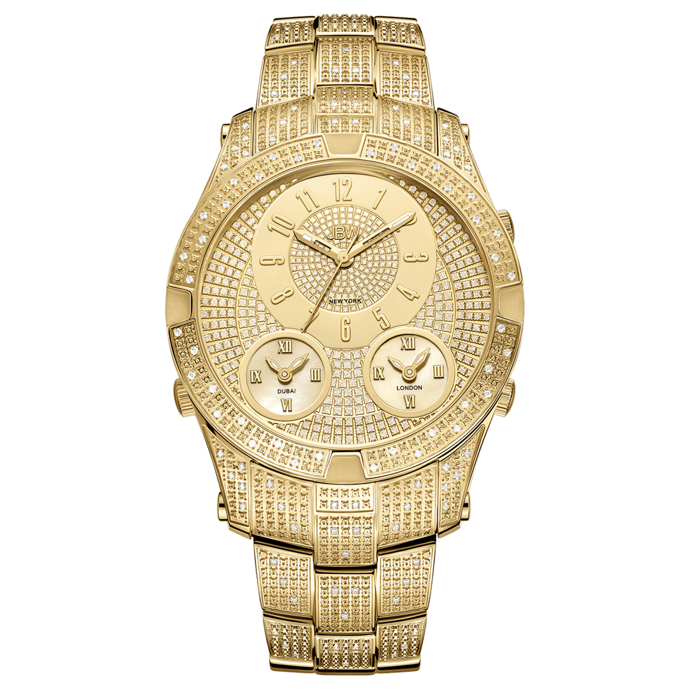 Jbw jet setter iii j6348a gold diamond watch front2