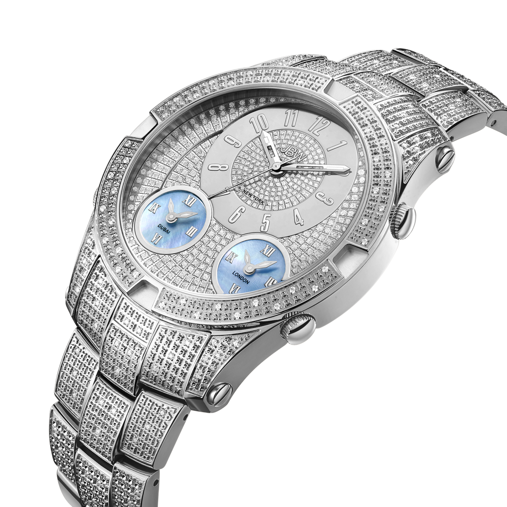 Jbw jet setter iii j6348b stainless steel diamond watch angle