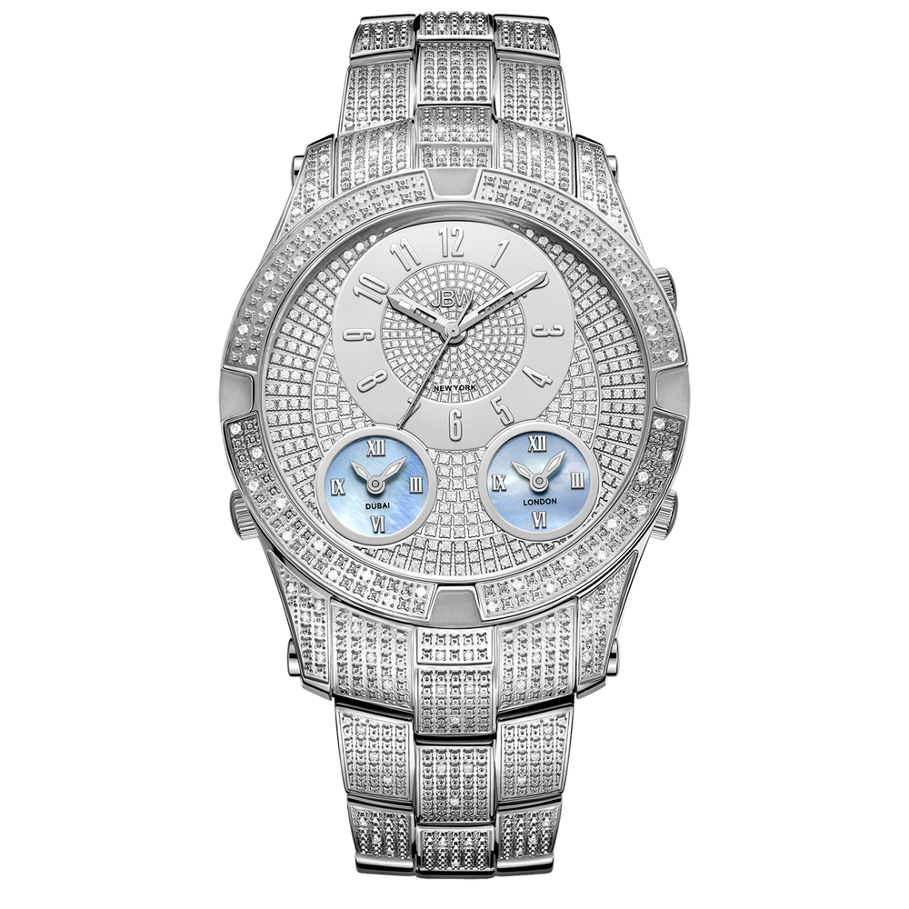 Jbw jet setter iii j6348b stainless steel diamond watch front
