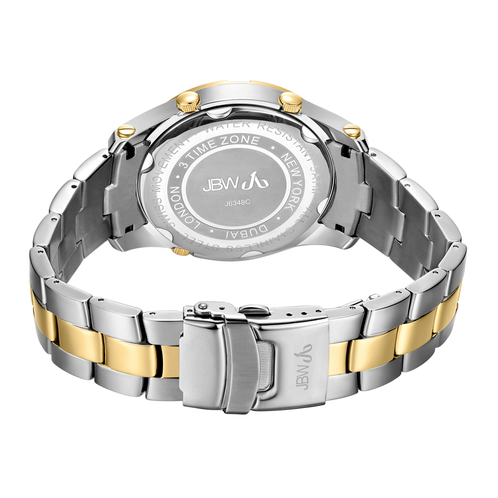 Jbw jet setter iii j6348c two tone stainless steel gold diamond watch back