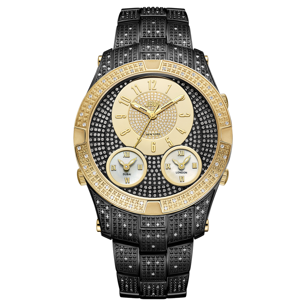 Jbw jet setter iii j6348e two tone black gold diamond watch front