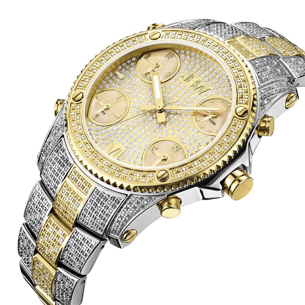 Jbw jet setter jb 6213 e two tone stainless steel gold diamond watch angle