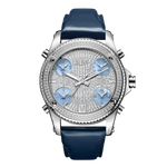 Jbw jetsetter j6354b stainless steel navy leather diamond watch front thumb