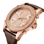 Jbw jetsetter j6354c rose gold brown leather diamond watch angle thumb