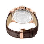 Jbw jetsetter j6354c rose gold brown leather diamond watch back thumb