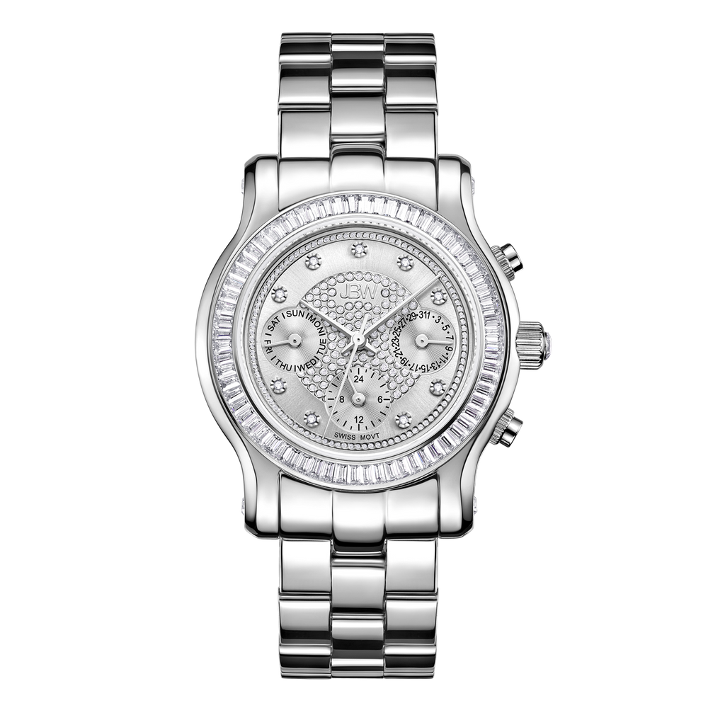 Jbw laurel j6330b stainless steel diamond watch front
