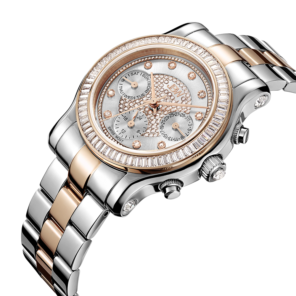 Jbw laurel j6330d two tone stainless steel rosegold diamond watch angle