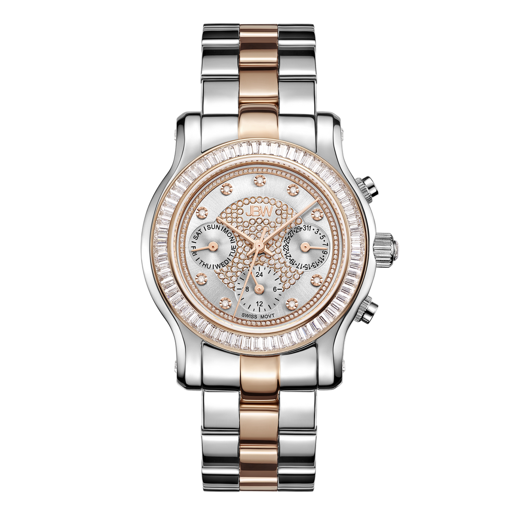 Jbw laurel j6330d two tone stainless steel rosegold diamond watch front