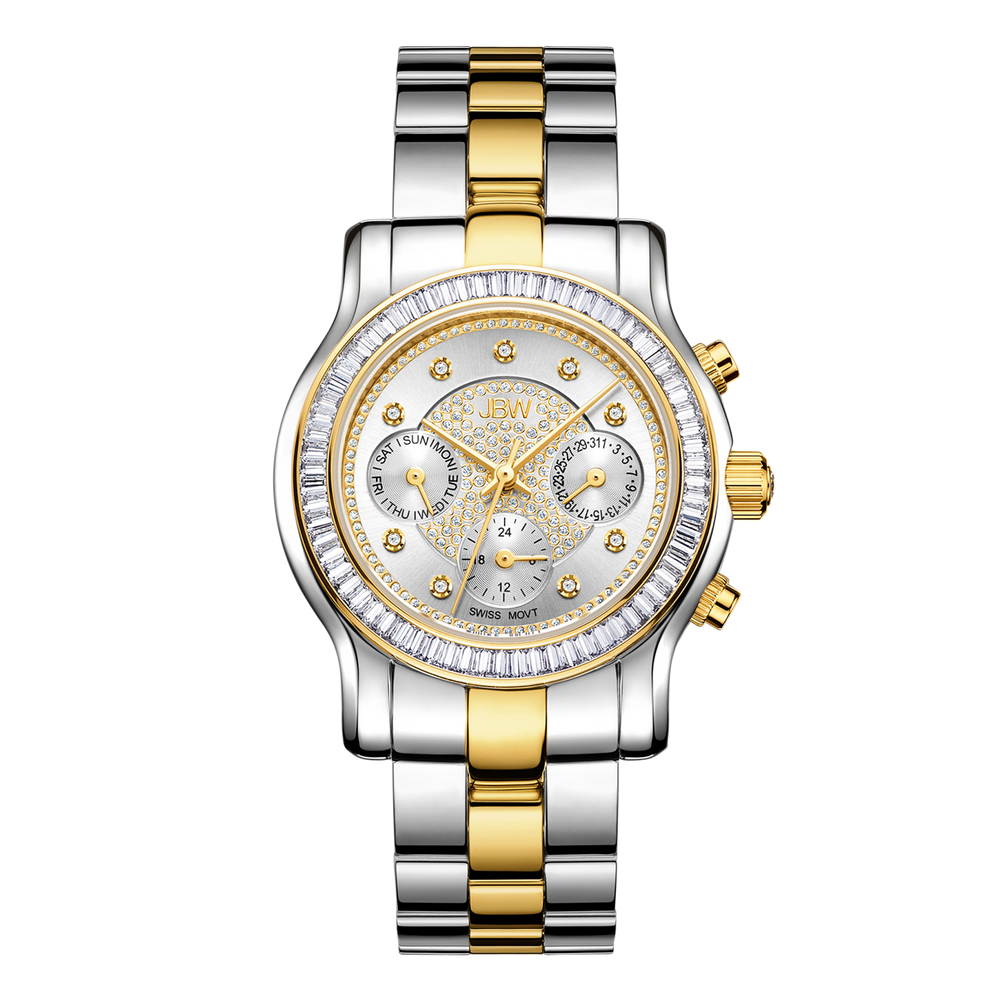 Jbw laurel j6330f two tone silver gold diamond watch front