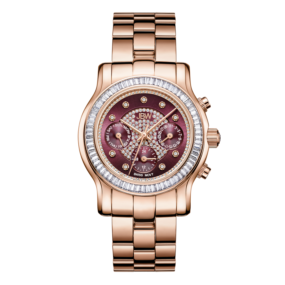Jbw laurel j6330g rosegold diamond watch front