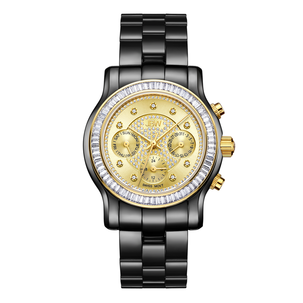 Jbw laurel j6330h two tone black gold diamond watch front