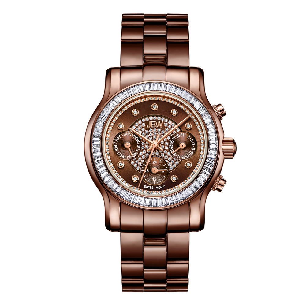 Jbw laurel j6330i two tone brown rosegold diamond watch front