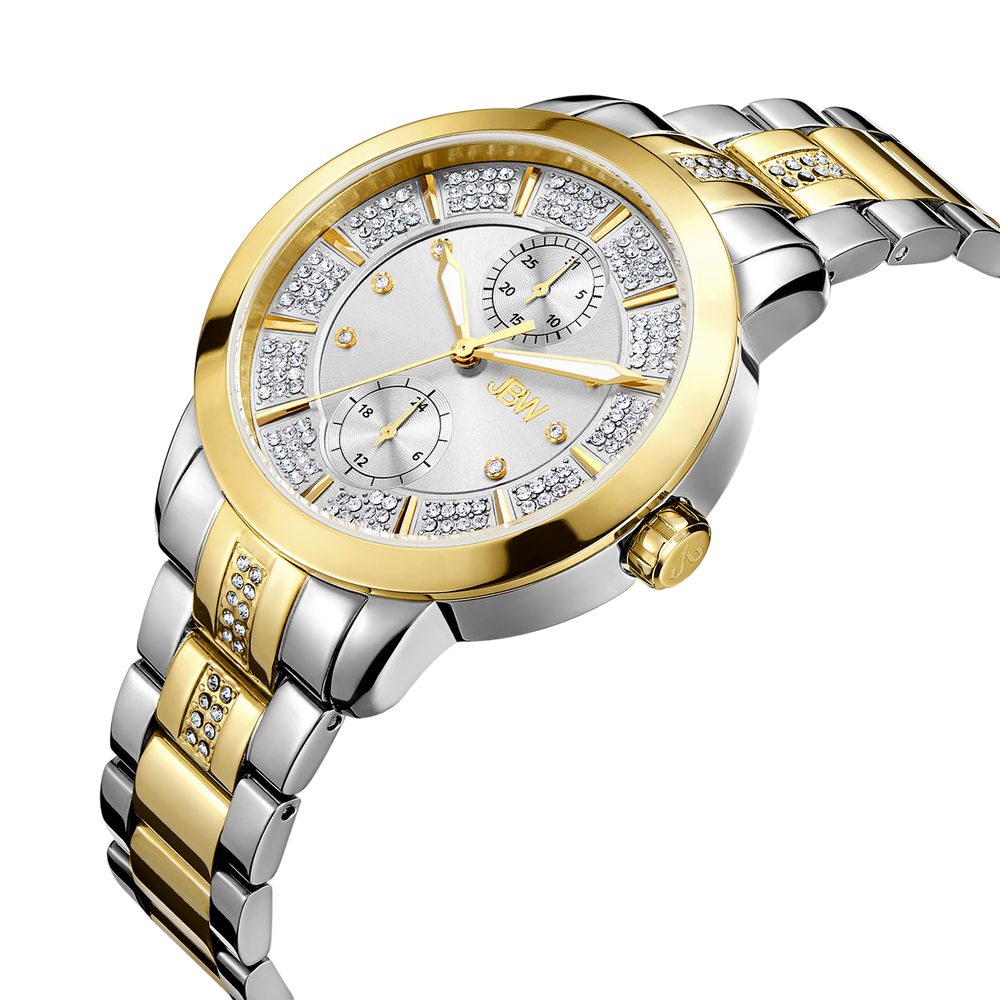 Jbw lumen j6341b two tone stainless steel gold diamond watch angle