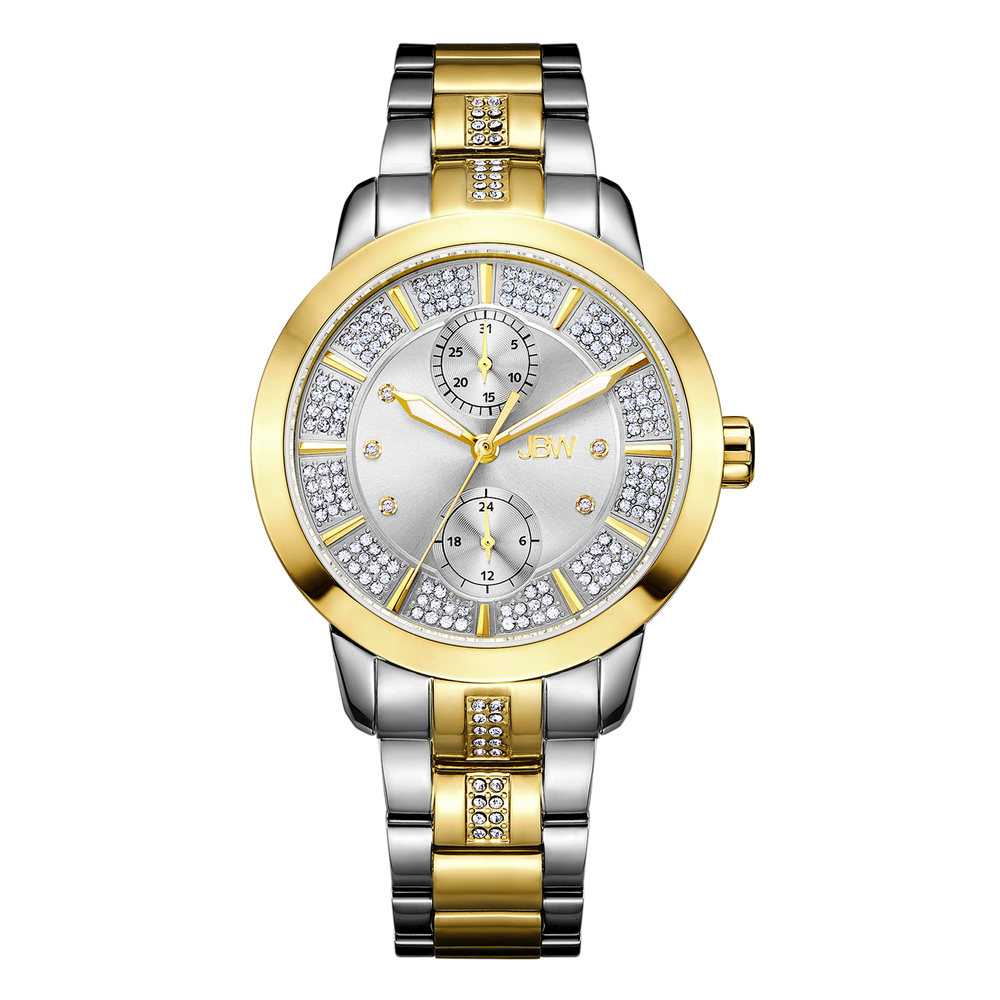 Jbw lumen j6341b two tone stainless steel gold diamond watch front