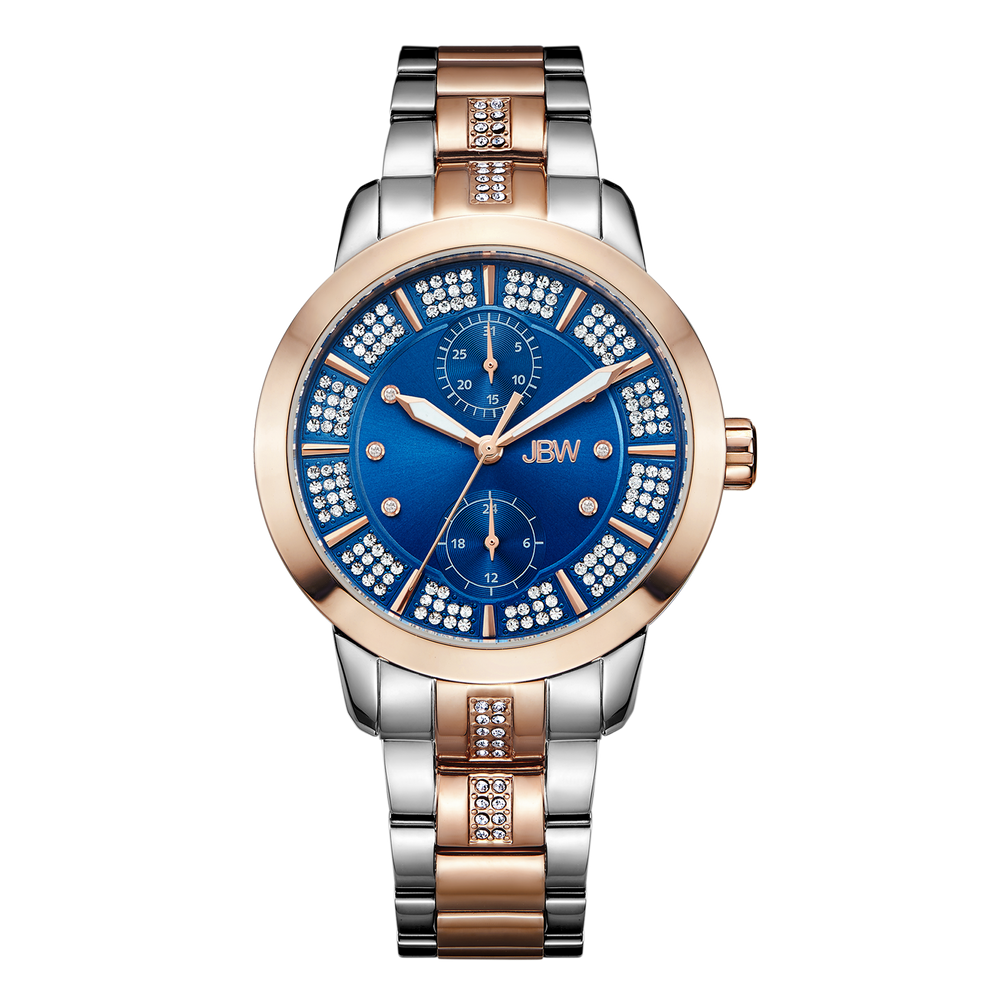 Jbw lumen j6341c two tone stainless steel rosegold diamond watch front