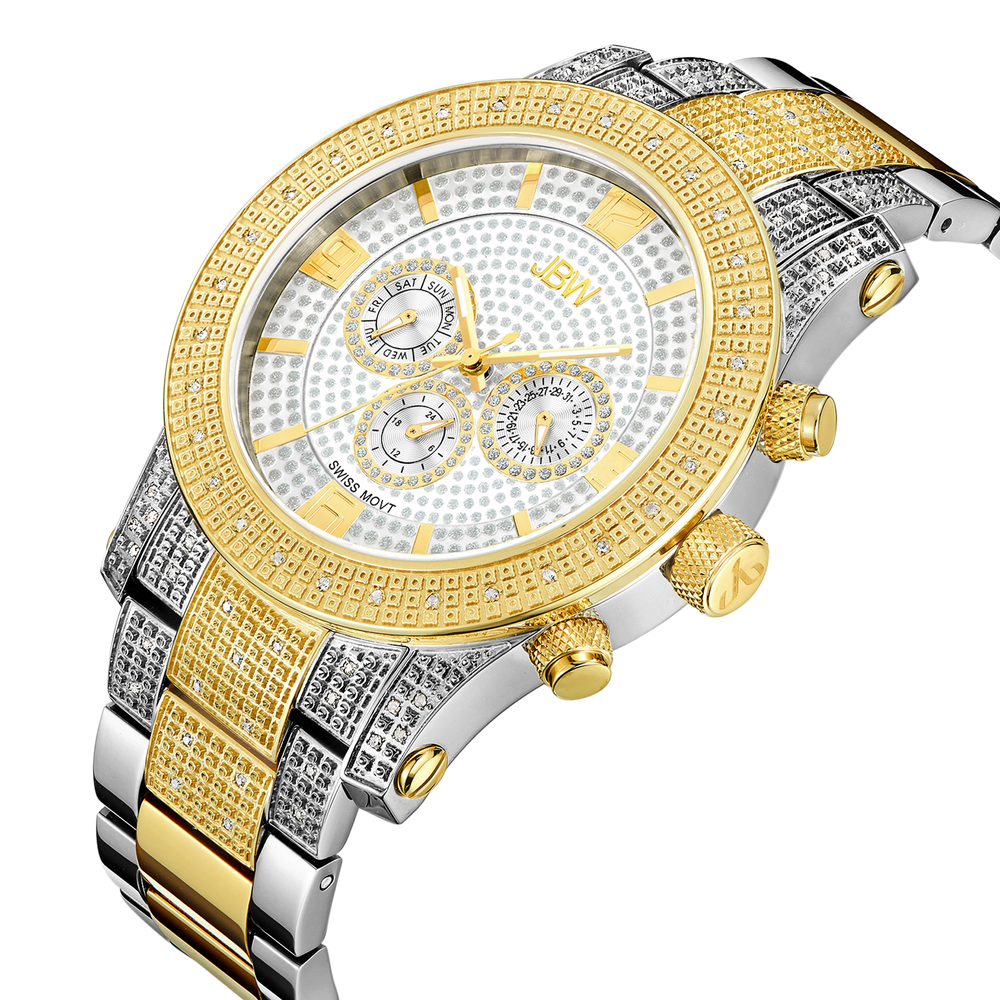 Jbw lynx j6336d two tone stainless steel gold diamond watch angle