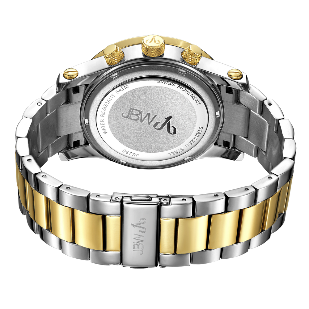 Jbw lynx j6336d two tone stainless steel gold diamond watch back