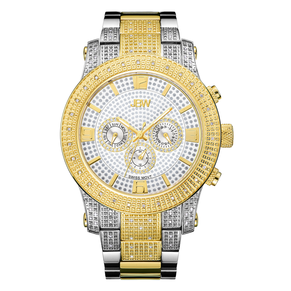 Jbw lynx j6336d two tone stainless steel gold diamond watch front
