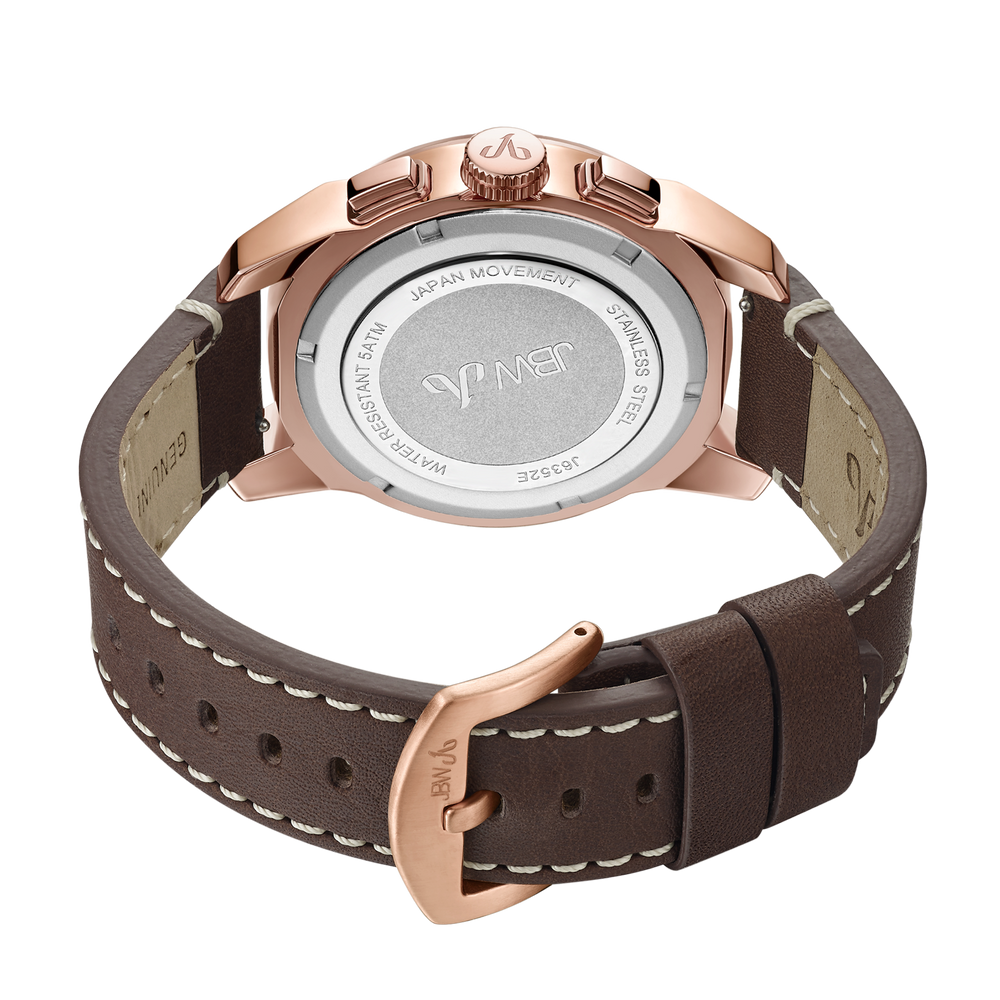 Jbw mohawk j6352e rose gold brown leather diamond watch back
