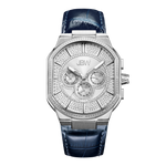 Jbw orion j6342a stainless steel navy leather diamond watch front thumb