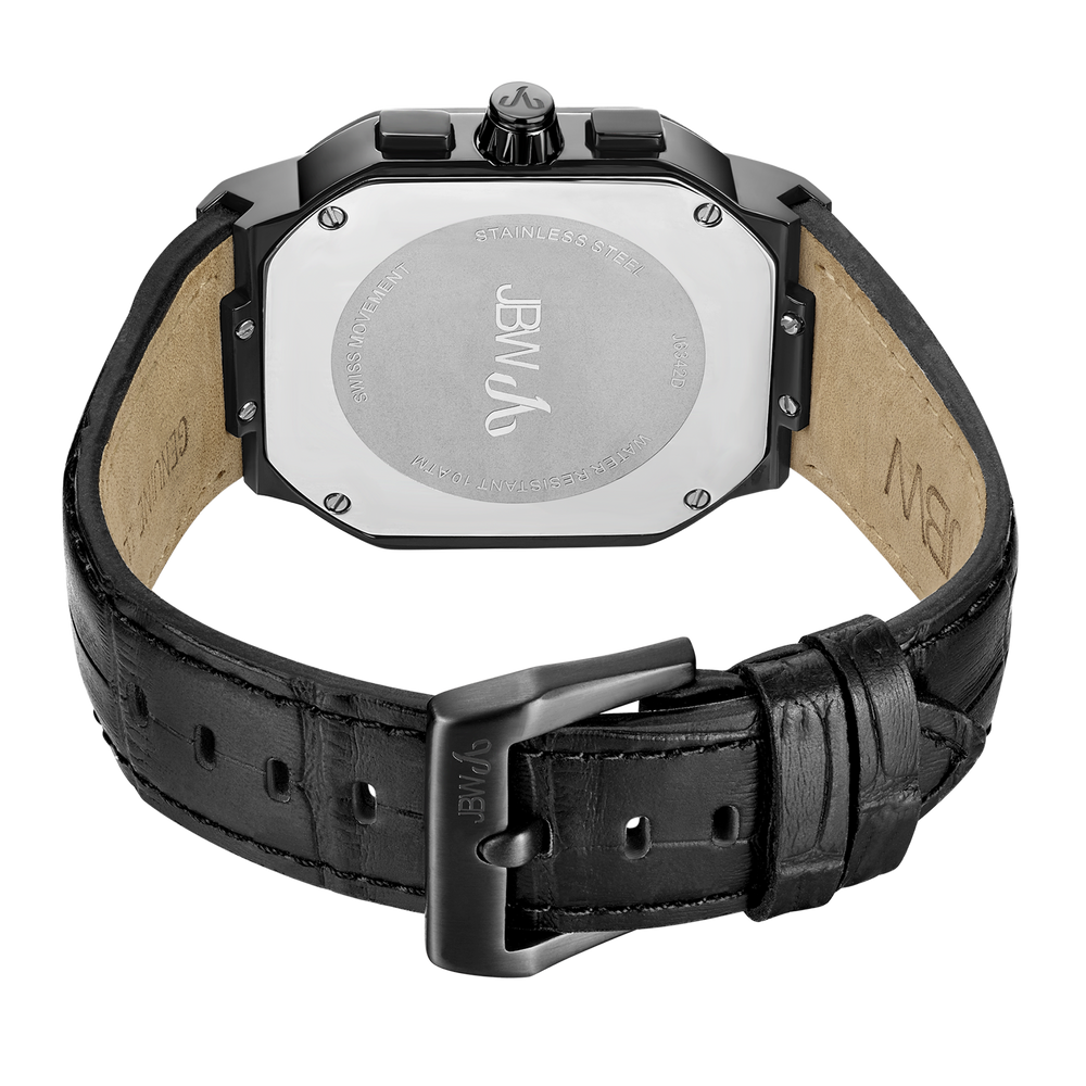 Jbw orion j6342d black black leather diamond watch back