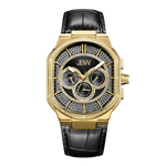 Jbw orion j6342e gold black leather diamond watch front thumb