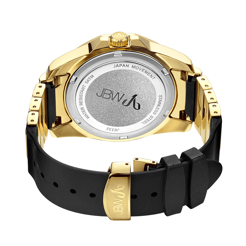Jbw regal j6332a gold black silicone diamond watch back