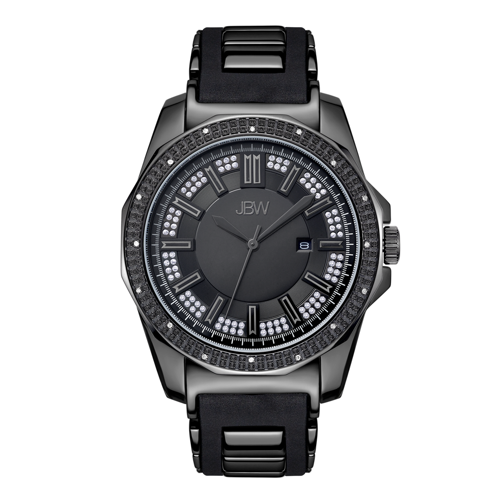 Jbw regal j6332b gunmetal black silicone diamond watch front