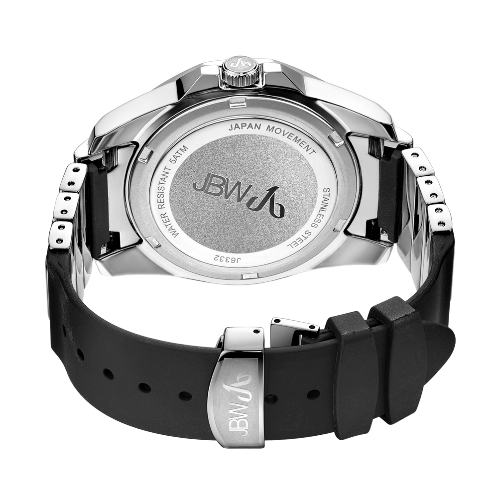 Jbw regal j6332c stainless steel black silicone diamond watch back