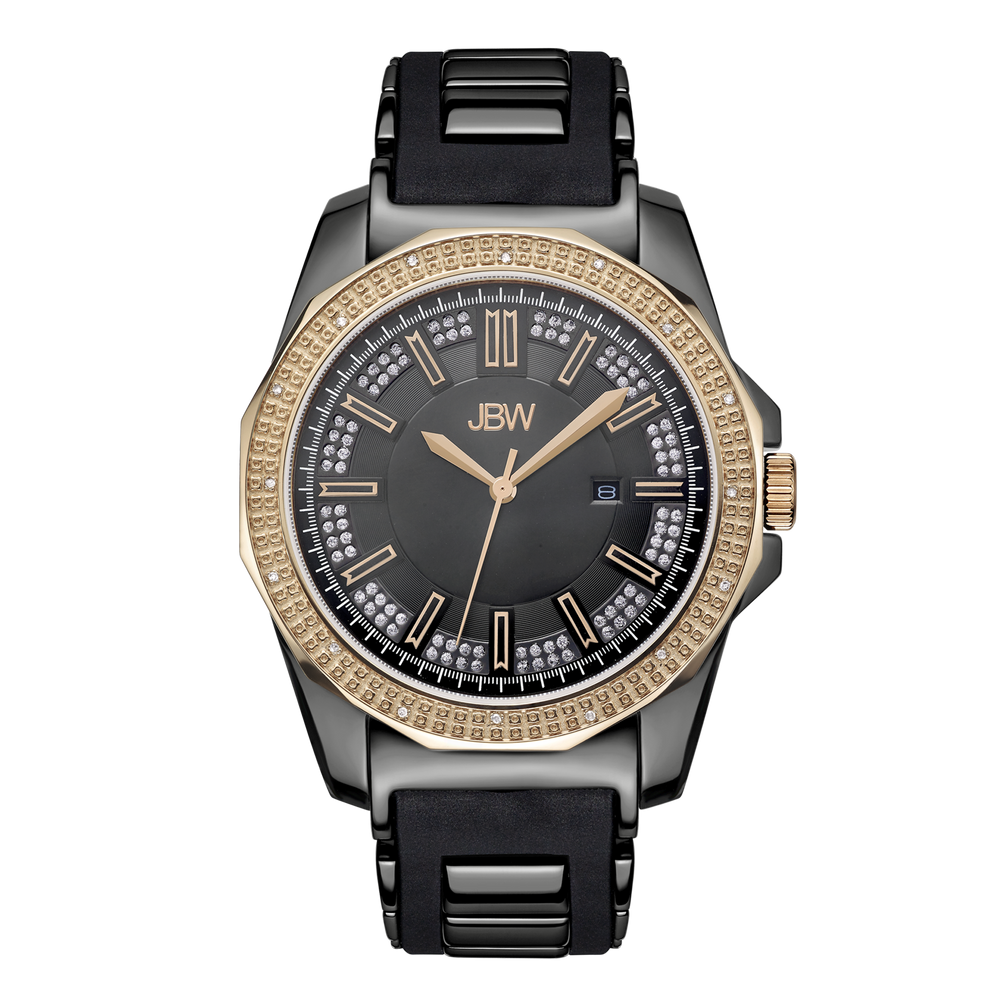 Jbw regal j6332d gunmetal black silicone diamond watch front