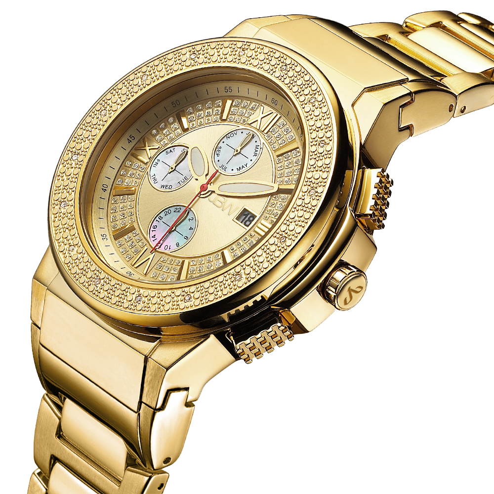 Jbw saxon jb 6101 d gold gold diamond watch angle