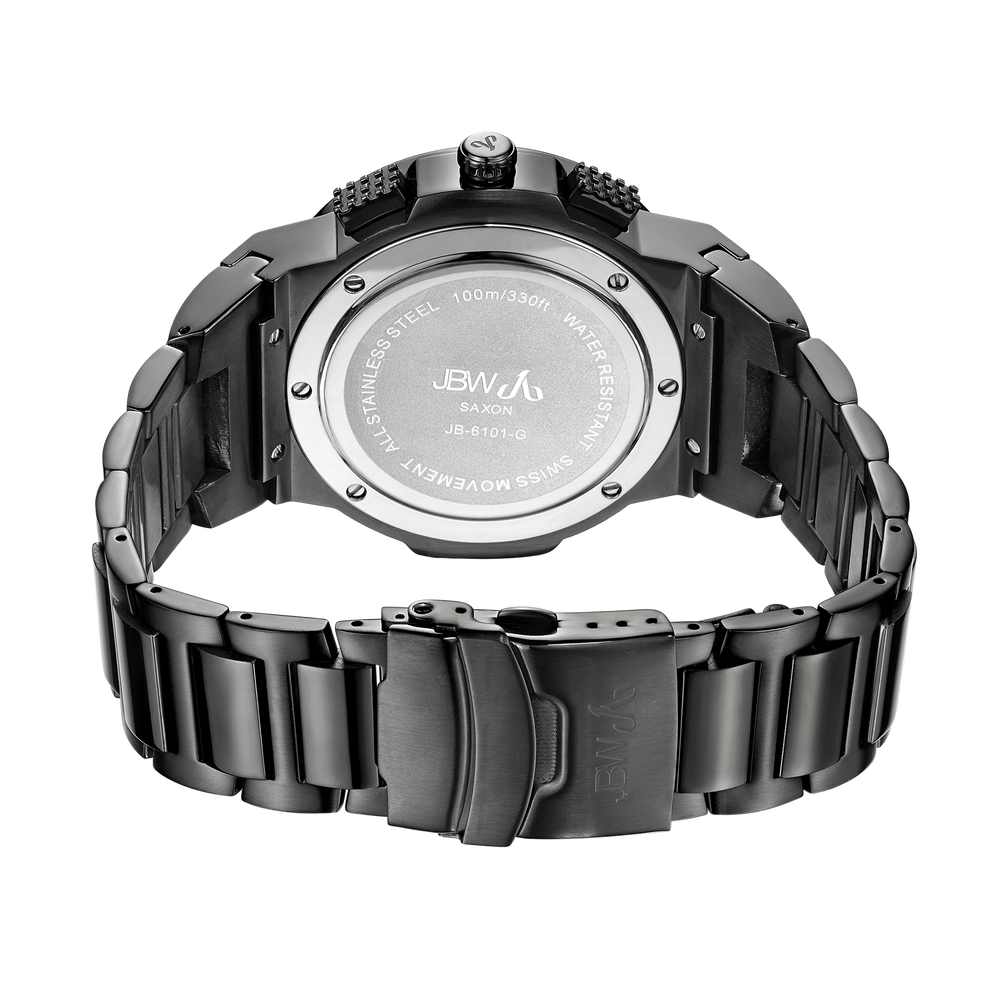 Jbw saxon jb 6101 g gunmetal gunmetal diamond watch back