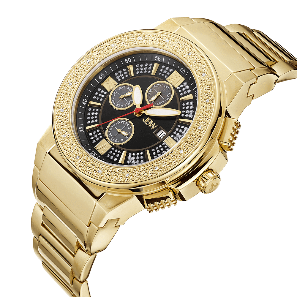 Jbw saxon jb 6101 j gold gold diamond watch angle