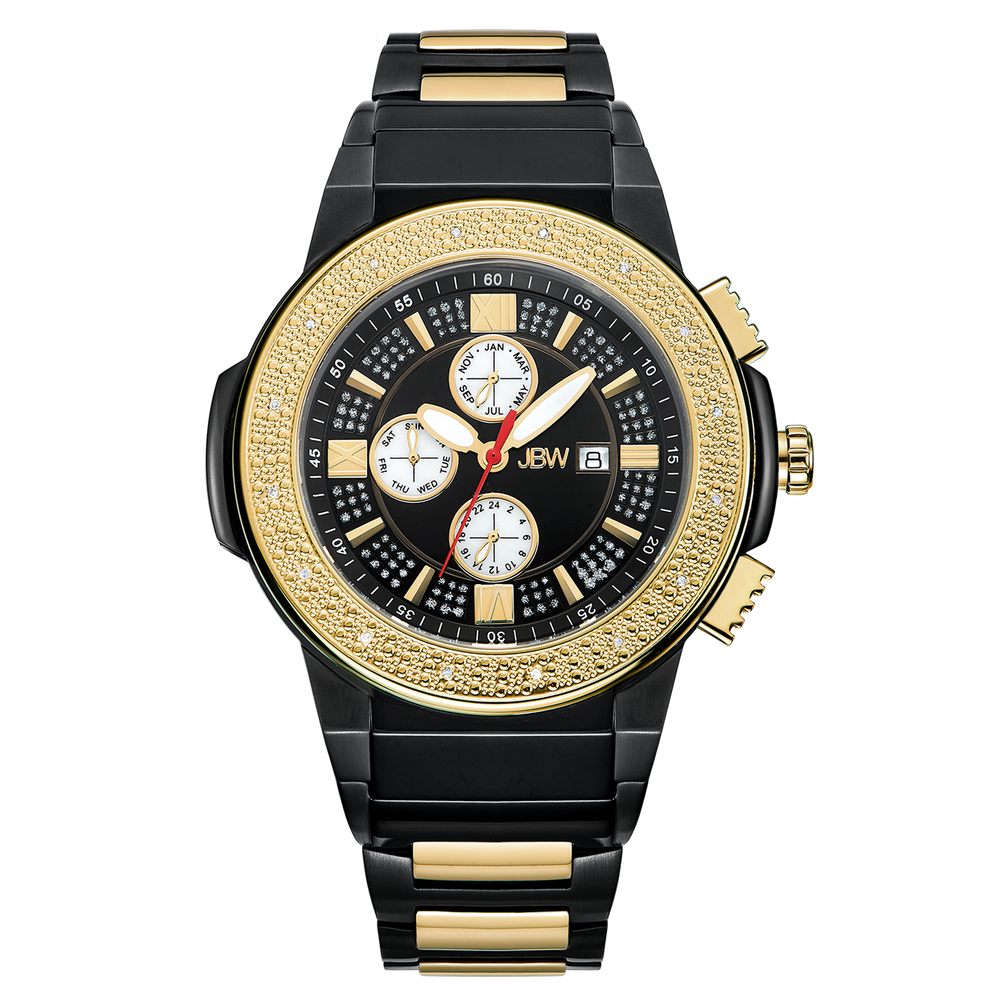 Jbw saxon jb 6101 k two tone gold black ion diamond watch front_470b1067 3ba6 4a2b 9b8e eca3af696250