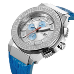 Jbw saxon jb 6101l g stainless steel blue leather diamond watch angle thumb
