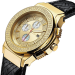 Jbw saxon jb 6101l j gold black leather diamond watch angle thumb