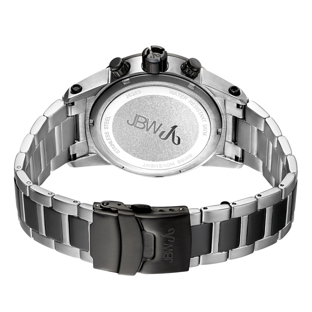 Jbw strider j6263g two tone stainless steel black ion diamond watch back