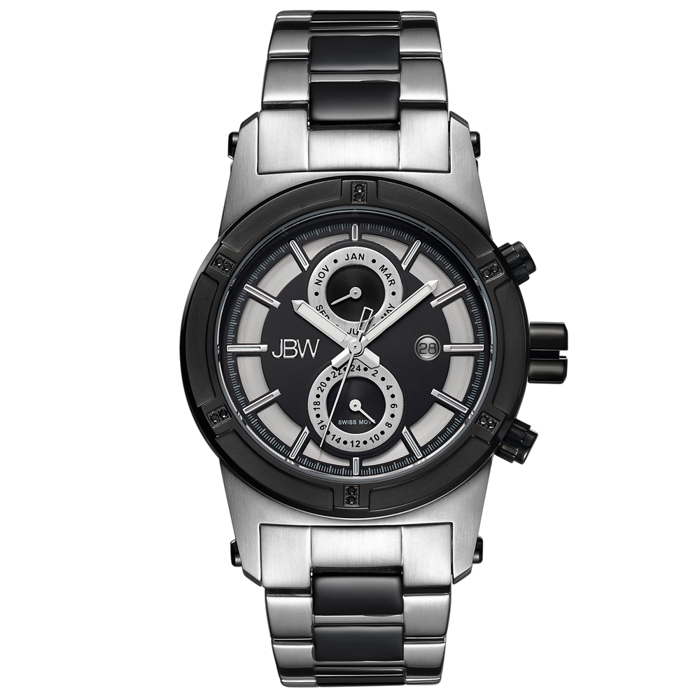 Jbw strider j6263g two tone stainless steel black ion diamond watch front