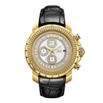 Jbw titus j6347l b gold black leather diamond watch front thumb