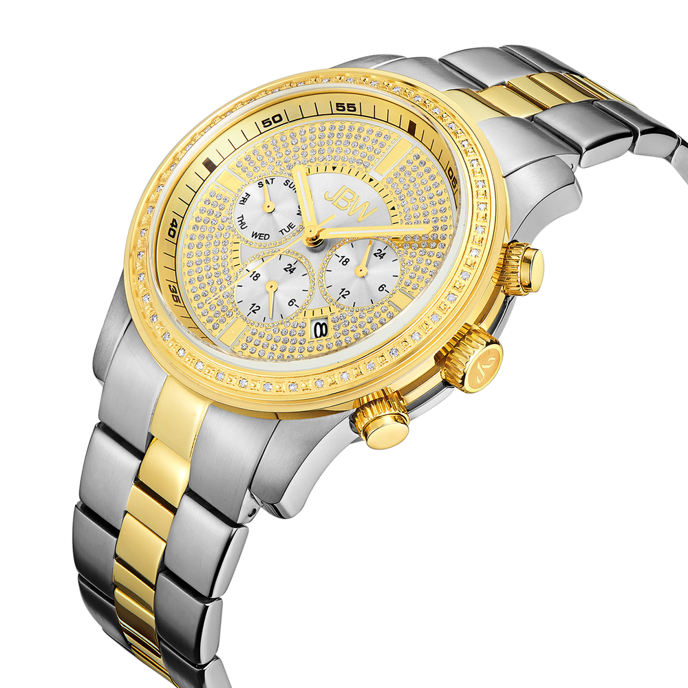 Jbw vanquish j6337a two tone stainless steel gold diamond watch angle