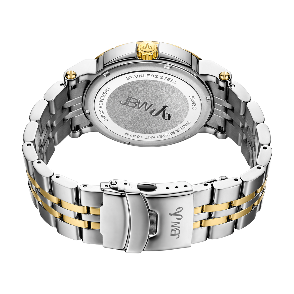 Jbw vault j6343c two tone stainless steel gold diamond watch back