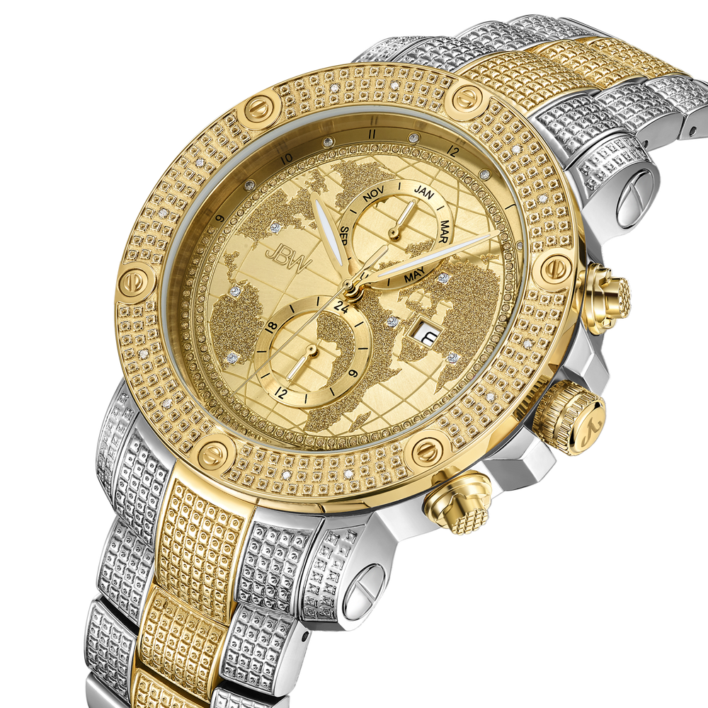 Jbw veyron j6360d two tone gold stainless steel diamond watch angle