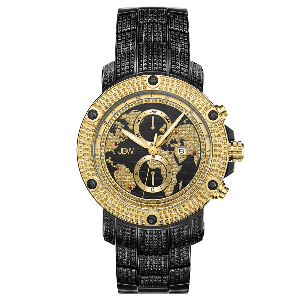 Jbw veyron j6360e two tone gold black diamond watch front