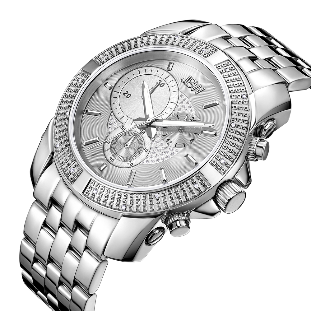 Jbw warren j6331b stainless steel diamond watch angle