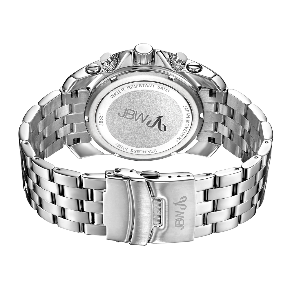 Jbw warren j6331b stainless steel diamond watch back