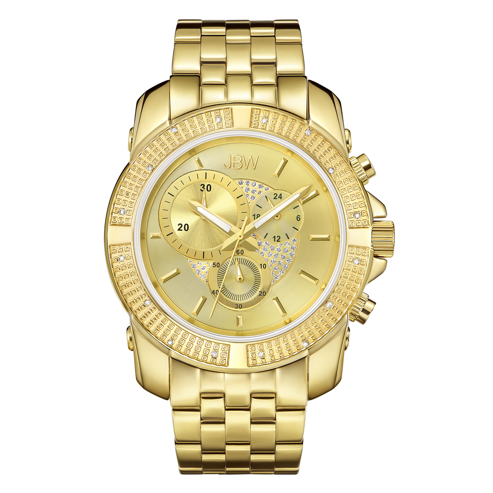 Jbw warren j6331d gold gold diamond watch front