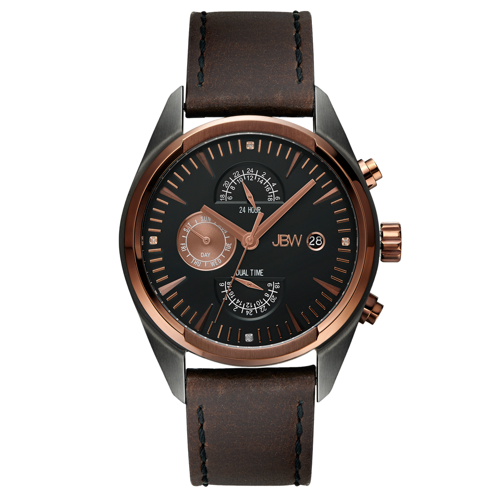 Jbw woodall j6300a two tone rosegold gun brown leather diamond watch front_2846c240 523e 4954 a682 3fddd3dbc5fc