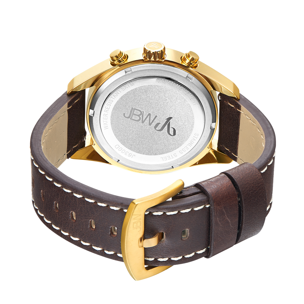 Jbw woodall j6300d gold brown leather diamond watch back